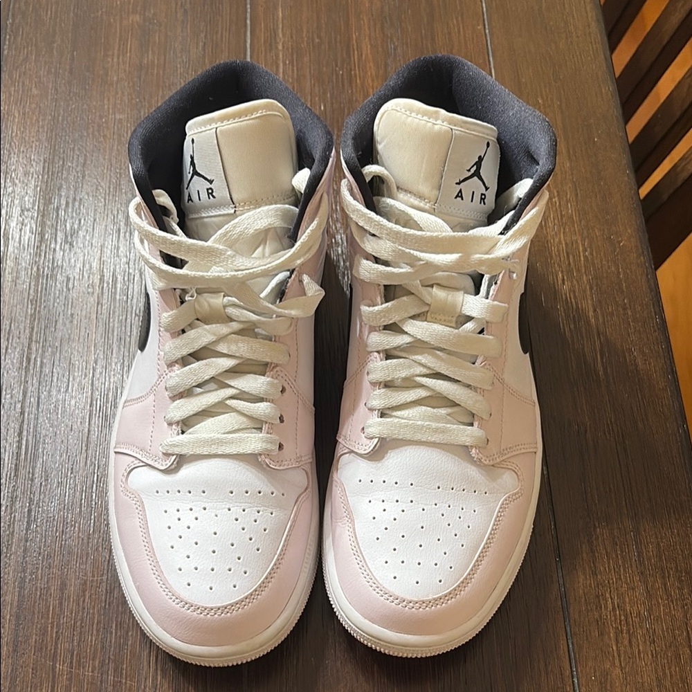 Air Jordan High-Top Sneakers in White and Pink